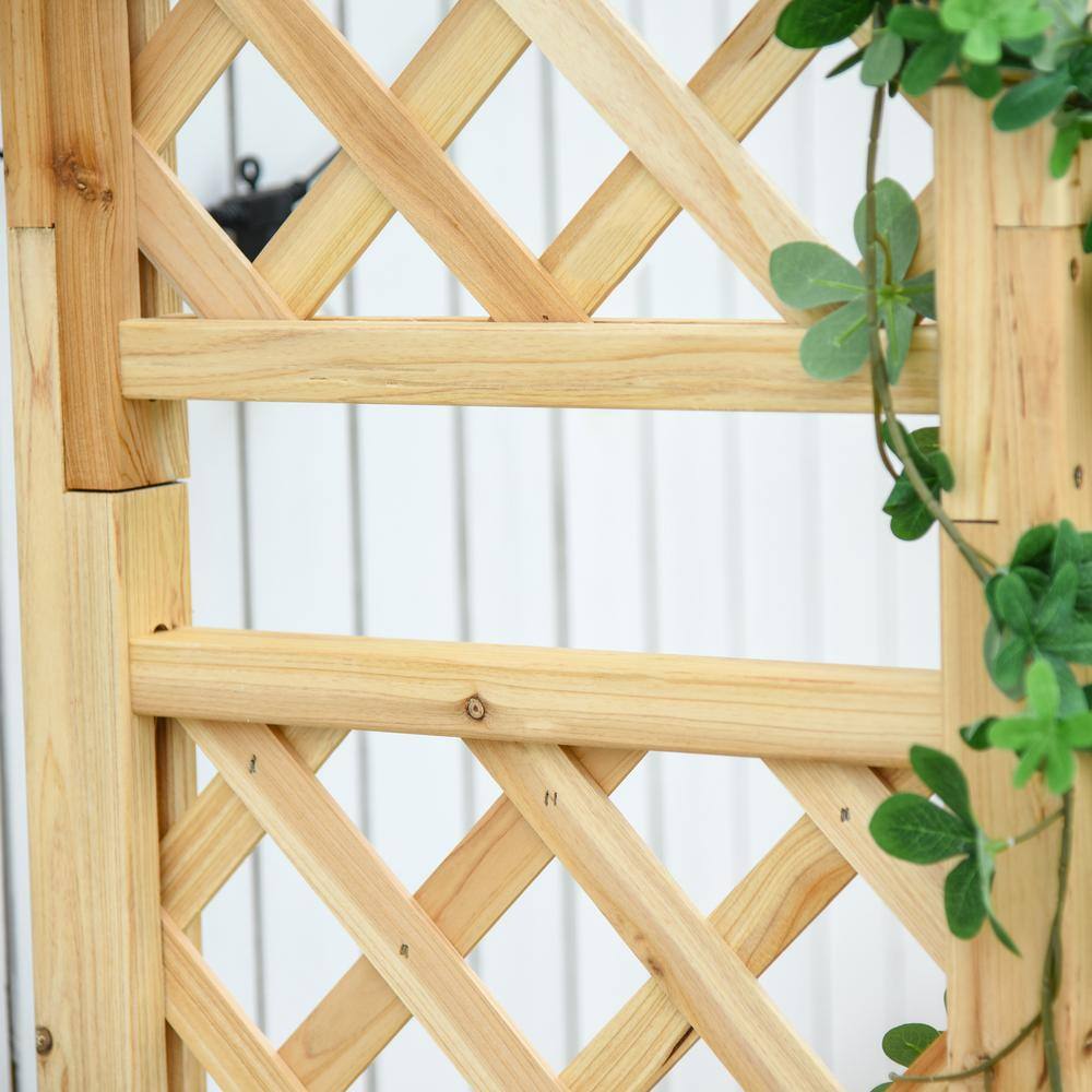 Natural Fir Wood Garden Arbor Arch with Bench for Climbing Plants