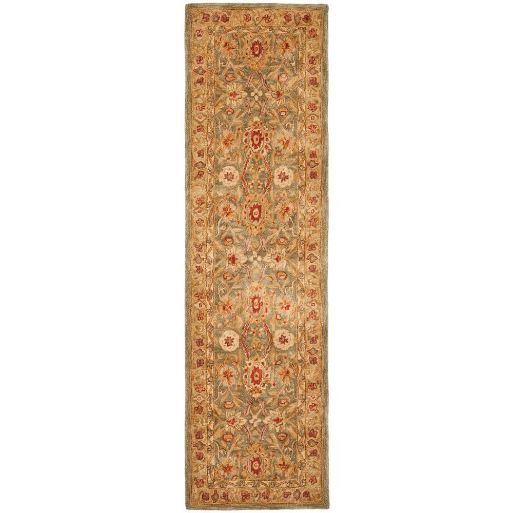 SAFAVIEH Anatolia Trinity Traditional Wool Runner Rug  Sage/Ivory  2ft 3in x 8ft 