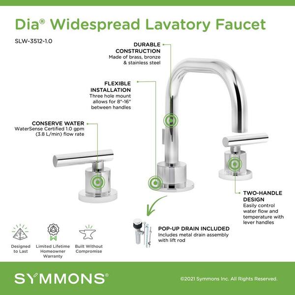 Symmons SLS-5112-1.0 Winslet Lavatory Faucet 1.0 GPM Chrome Symmons SLS-5112-1.0 Winslet Lavatory Faucet 1.0 GPM Chrome