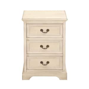 Cream Wood 3 Drawer Cabinet