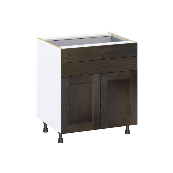 J COLLECTION Georgetown 30 in. W x 24 in. D x 34.5 in. H Assembled Base Kitchen Cabinet in Chestnut with Two 5 in. Drawers