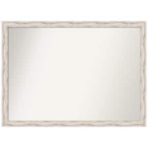 Alexandria White Wash Narrow 41 in. x 30 in. Non-Beveled Coastal Rectangle Wood Framed Wall Mirror in White