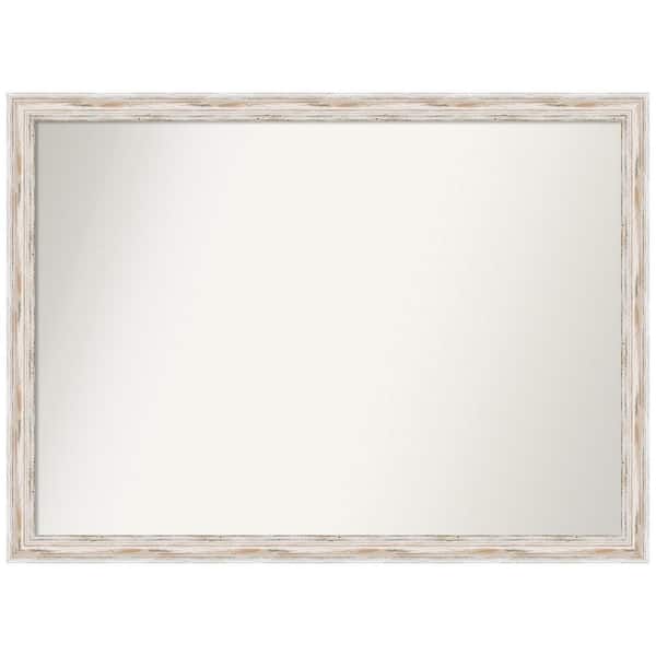 Amanti Art Alexandria White Wash Narrow 41 in. x 30 in. Non-Beveled Coastal Rectangle Wood Framed Wall Mirror in White