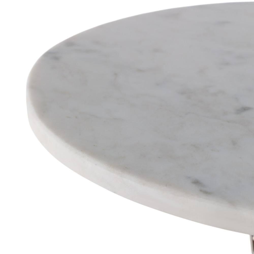 15 in. Silver Round Marble Top End Table with Twisted Etched Base - thumbnail 7