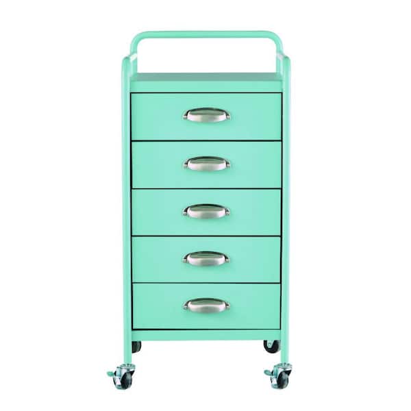Home Decorators Collection Steel 5-Drawer Cart in Matte Blue