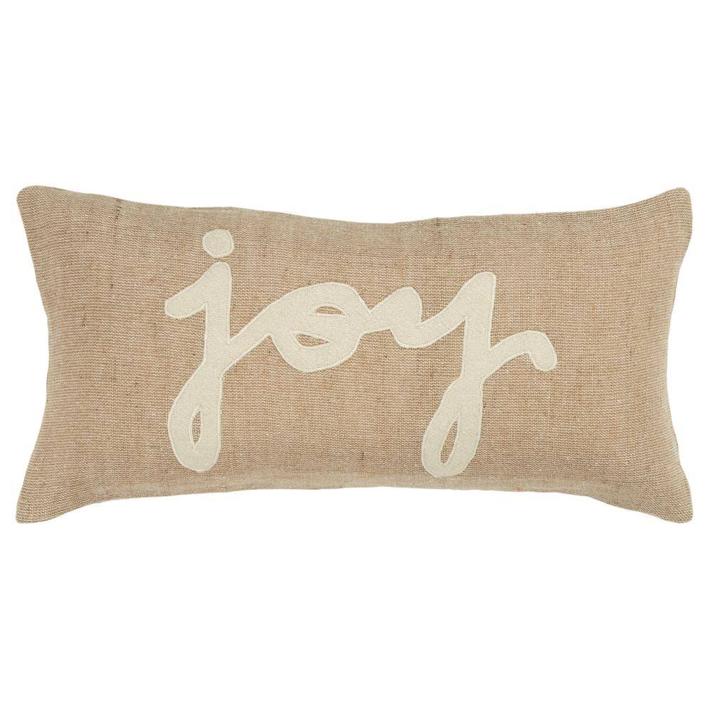 Tan/Beige Joy Sentiment Poly Filled 11 in. X 21 in. Decorative Throw P