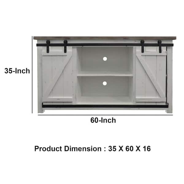 The Urban Port Farmhouse Style 60 In W, Sliding Door Console Hardware