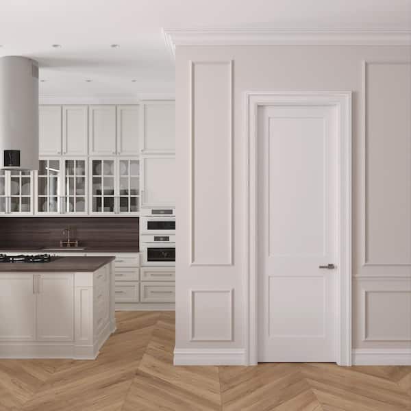 32 in. x 96 in. Right-Handed Solid Core Primed White Composite Single Prehung Interior Door Black Hinges