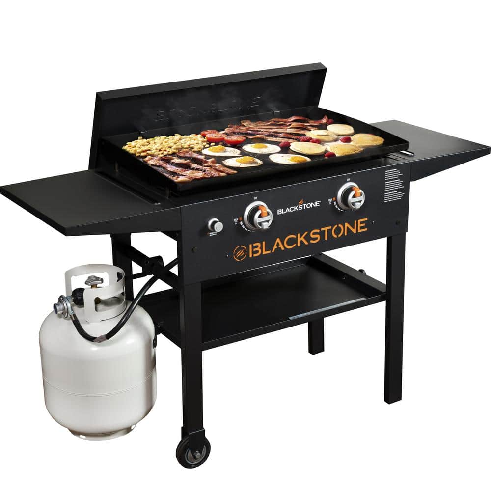 Blackstone 28 In 2 Burner Propane Gas Griddle Flat Top Grill Station In Black With Hard Cover 1924 The Home Depot