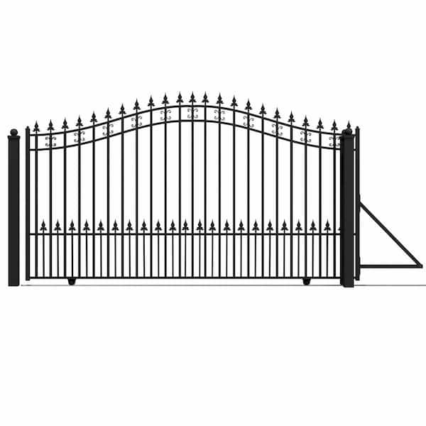 St. Louis 12 ft. x 6 ft. Black Steel Single Slide Driveway Fence Gate