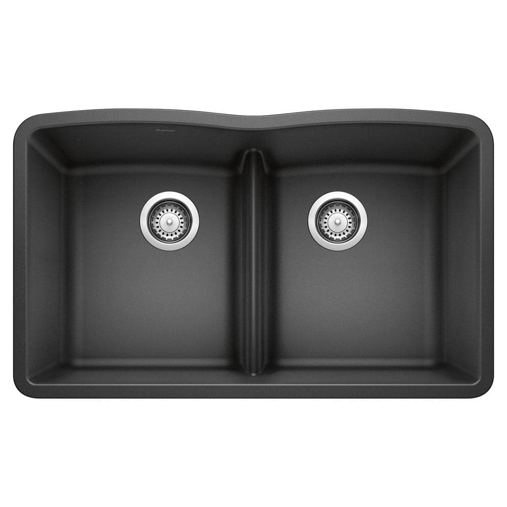 Diamond Undermount Granite 32 in. x 19.25 in. 50/50 Double Bowl Kitchen Sin