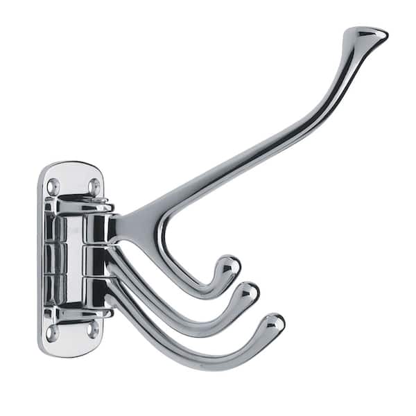 Liberty 6 in. Zinc 35 lbs. Weight Capacity Hinged Triple Wall Hook in Chrome (4-Pack)