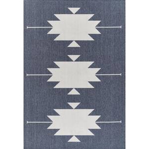 Baja Denim 6x9 ft. Machine Made Geometric Polypropylene Rectangle Area Rug