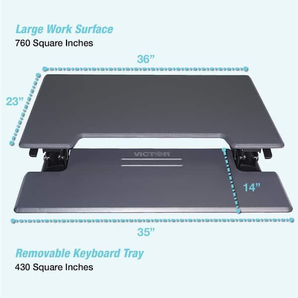 victorパソコンデスクスタンド付き値下げ！ Victor Technology 36 in. H Gray and Black Adjustable Standing Desk
