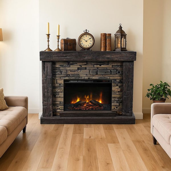 DARKiNGS 45 in. Freestanding Electric Fireplace in Brown ZHY239102 DARKiNGS 45 in. Freestanding Electric Fireplace in Brown ZHY239102