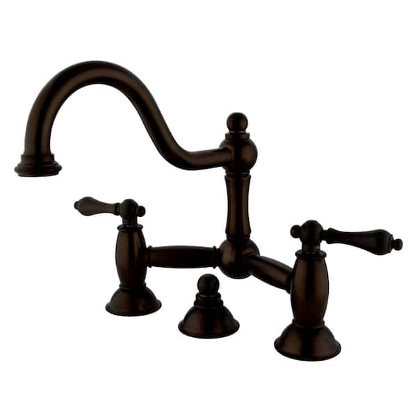 Kingston Brass Restoration Bridge 8-in. Widespread 2-Handle Bathroom Faucet in Oil Rubbed Bronze