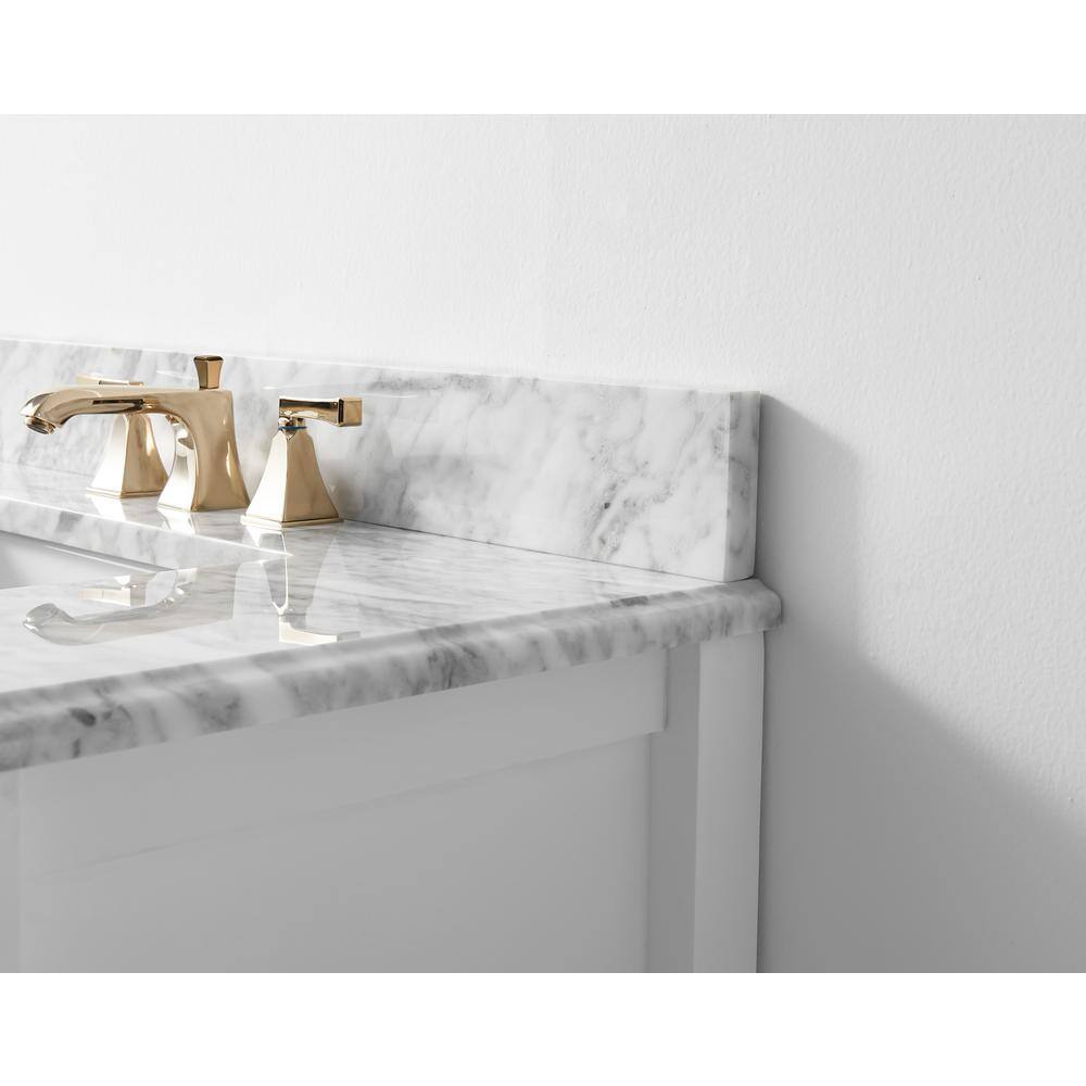 Hayley 36" White Wood Bathroom Vanity with Carrara Marble Top