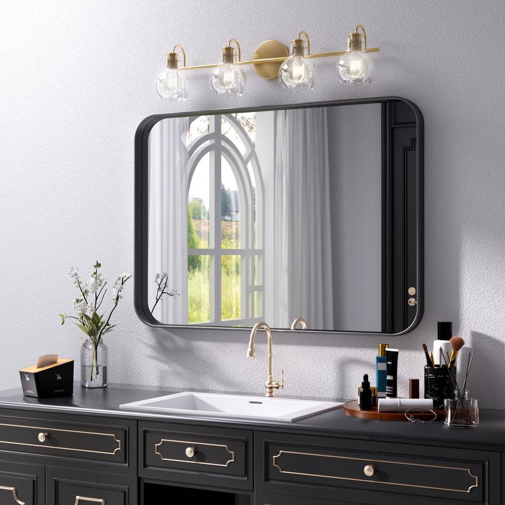 Modern Silver Rectangular Wall Mirror with Metal Frame