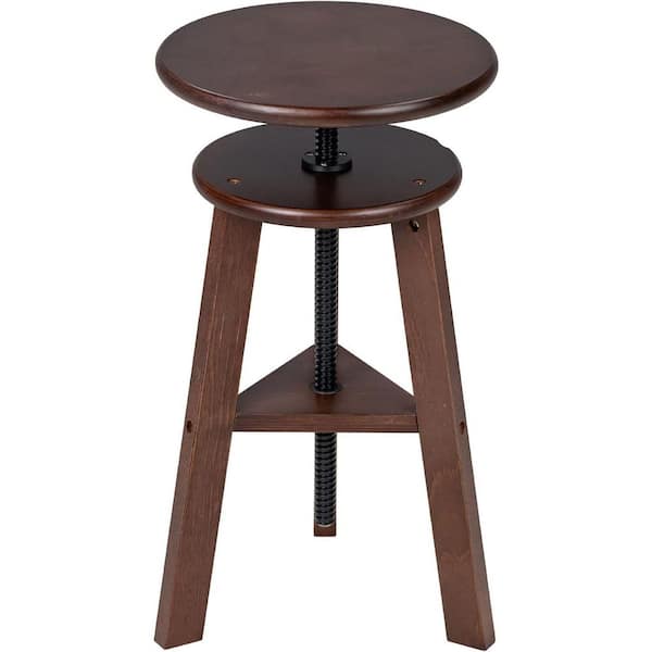 Height Adjustable Drafting Stool with Solid Beech Wood, Walnut Finish, Durable and Stable Design