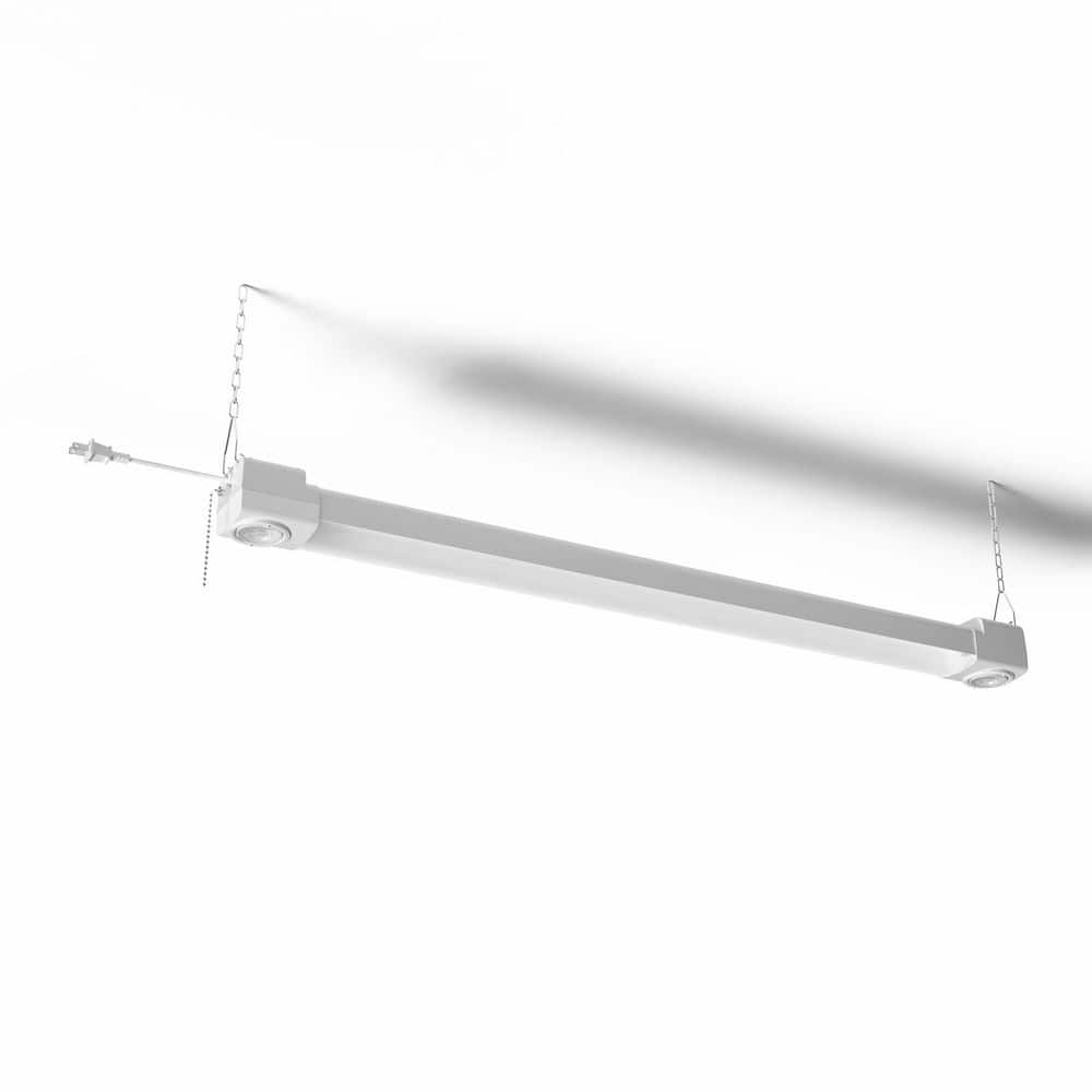 Commercial Electric - 3.5 ft. 85-Watt 4000K Bright White 9600 Lumens White Integrated LED Linkable Shop Light with 2-Adjustable Spotlight