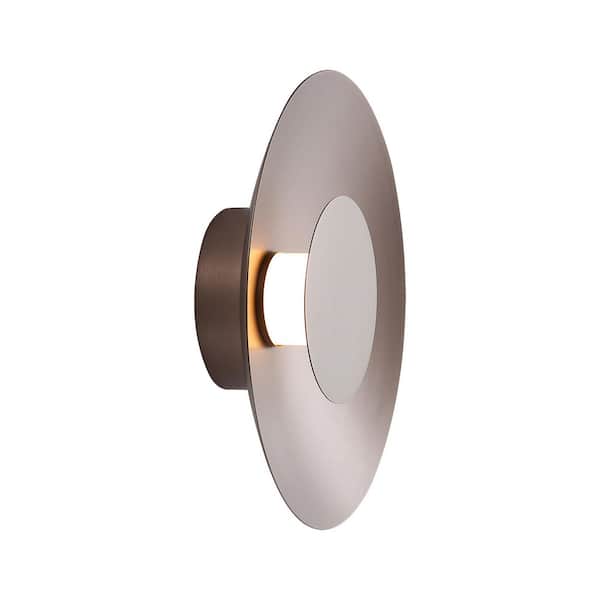 Golden Lighting - Luma 11.75 in. 12-Watt Soft Modern Coffee Silver Integrated LED Flush Mount with Coffee Silver Shade