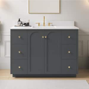 Anabelle 48 in. Single Sink Charcoal Grey Bath Vanity with Engineered Carrara Marble Top (Assembled)