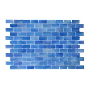 Glass Tile Love Familiar Blue 22.5 in. x 13.25 in. Glossy Glass Patterned Mosaic Wall Floor Tile (9.68 sq. ft./Case)