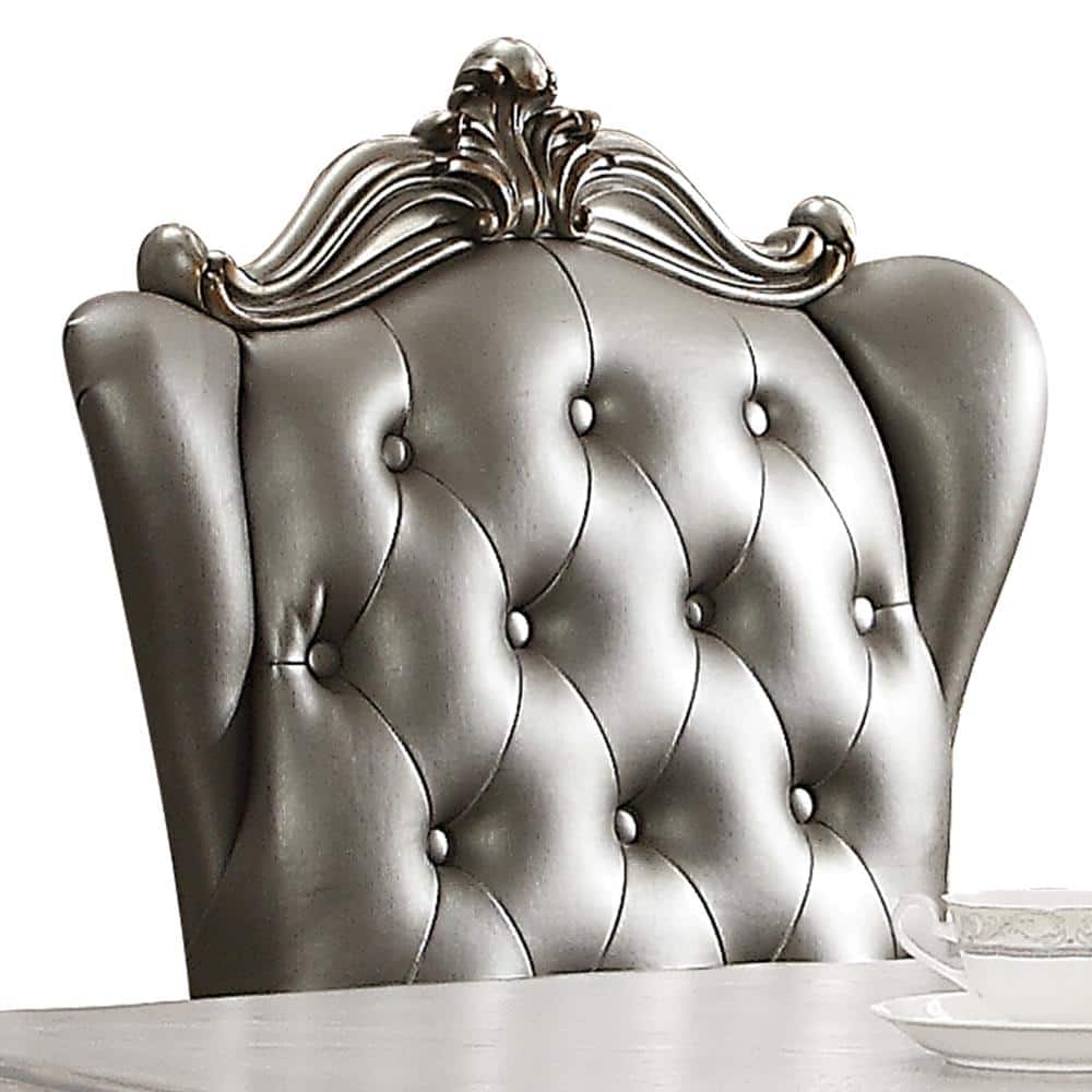 White High Back Leather Executive Swivel Chair with Wood Base
