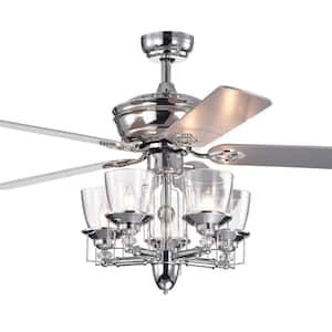 Monothan 52 in. Indoor Chrome Finish Remote Controlled Ceiling Fan with Light Kit