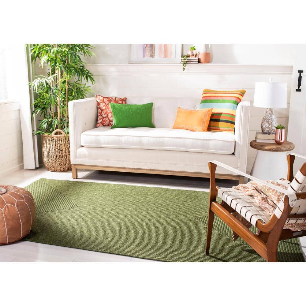 Green 4' x 6' Handmade Reversible Braided Area Rug