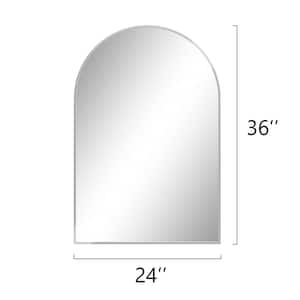 24 in. W x 36 in. H Silver Arched Framed Vanity Wall Mirror Aluminium Alloy Frame Bathroom Vanity Mirror