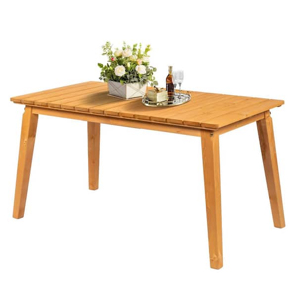 Teak Wood Outdoor Dining Table, Patio Dining Table for 4-6 People