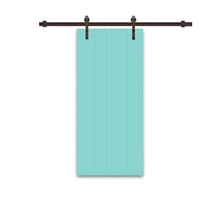 24 in. x 84 in. Mint Green Stained Composite MDF Paneled Interior Sliding Barn Door with Hardware Kit