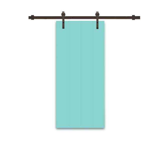 CALHOME 42 in. x 84 in. Mint Green Painted Composite MDF Paneled Interior Sliding Barn Door with Hardware Kit