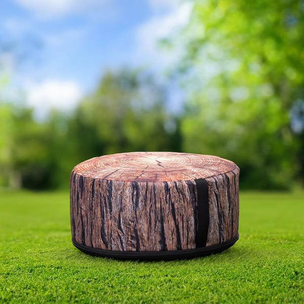 Outdoor / Indoor Wood-Style Pouf Ottoman, Stool for Patio, Office, Classroom or Home Living Space (Pack of 2)