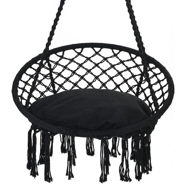 UPHA 2.7 ft. Portable Hammock Chair Hammock without Stand in Black HDINSCHAIRBL The Home Depot