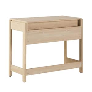 Modern 38 in. Rectangular Coastal Oak Wood 1-Drawer Desk with Reeded Drawer Front
