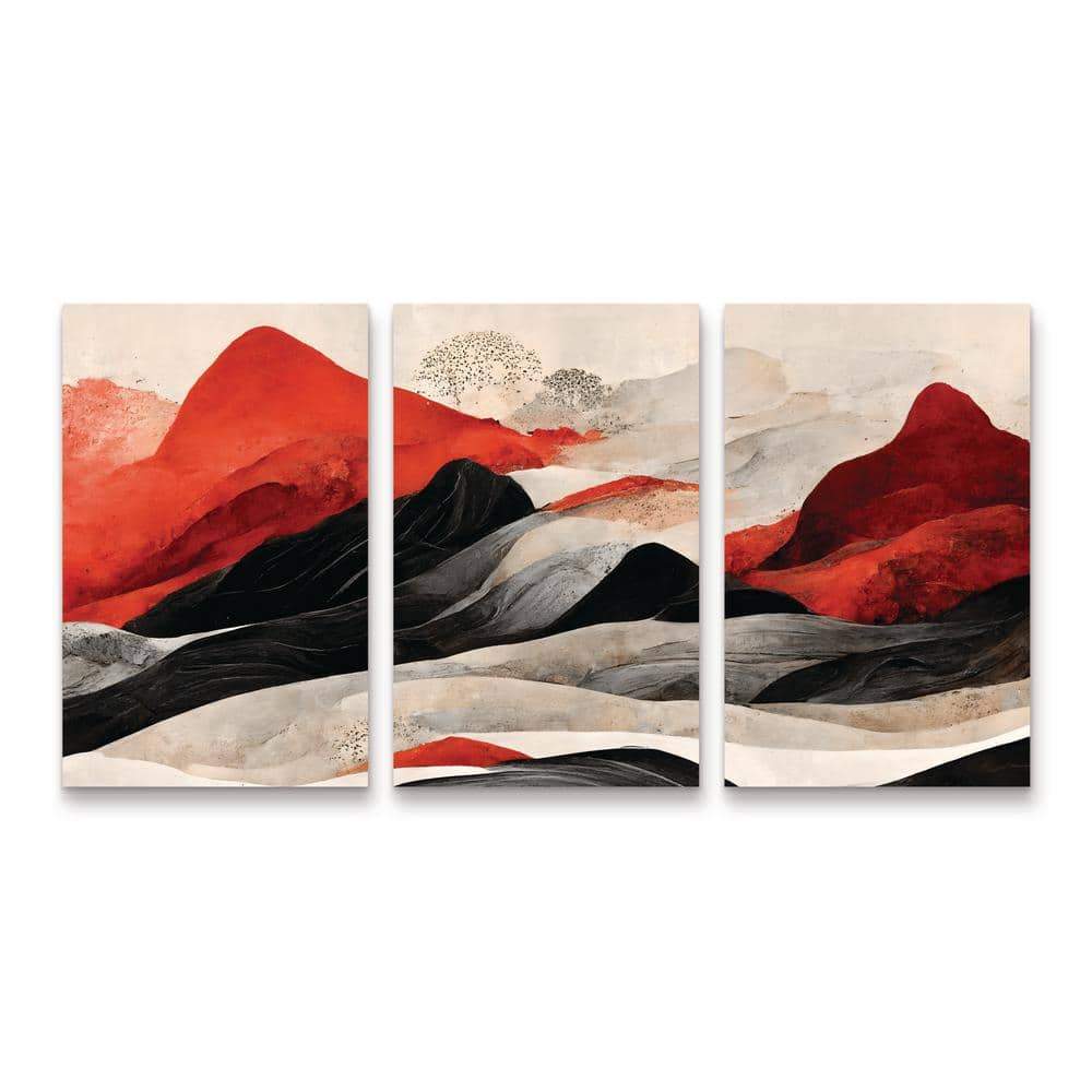 Trademark Fine Art Tree Child Red Mountains Multi Panel Unframed Photography Wall Art 19 in. x 36 in.