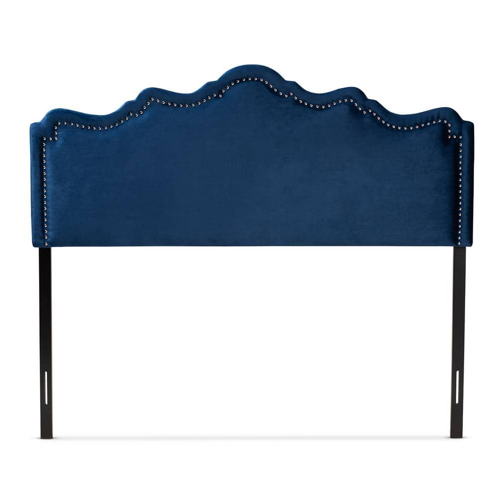 King Nadeen Velvet Headboard Blue - Baxton Studio: Upholstered MDF Frame, Spot Clean, No Box Spring Needed