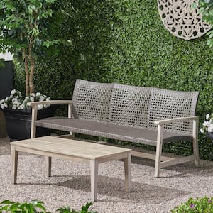 Hampton Mixed Black 2-Piece Wood Outdoor Patio Conversation Set