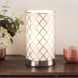 11.5 in. Steel Uplight Lamp with Quatrefoil Pattern Fabric Shade