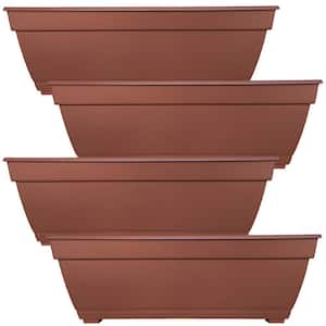 Newbury Extra Large 26.85 in. x 9.2 in. 17 qt. Light Terracotta-Color Resin Deck Box Outdoor Planter (Pack of 4)