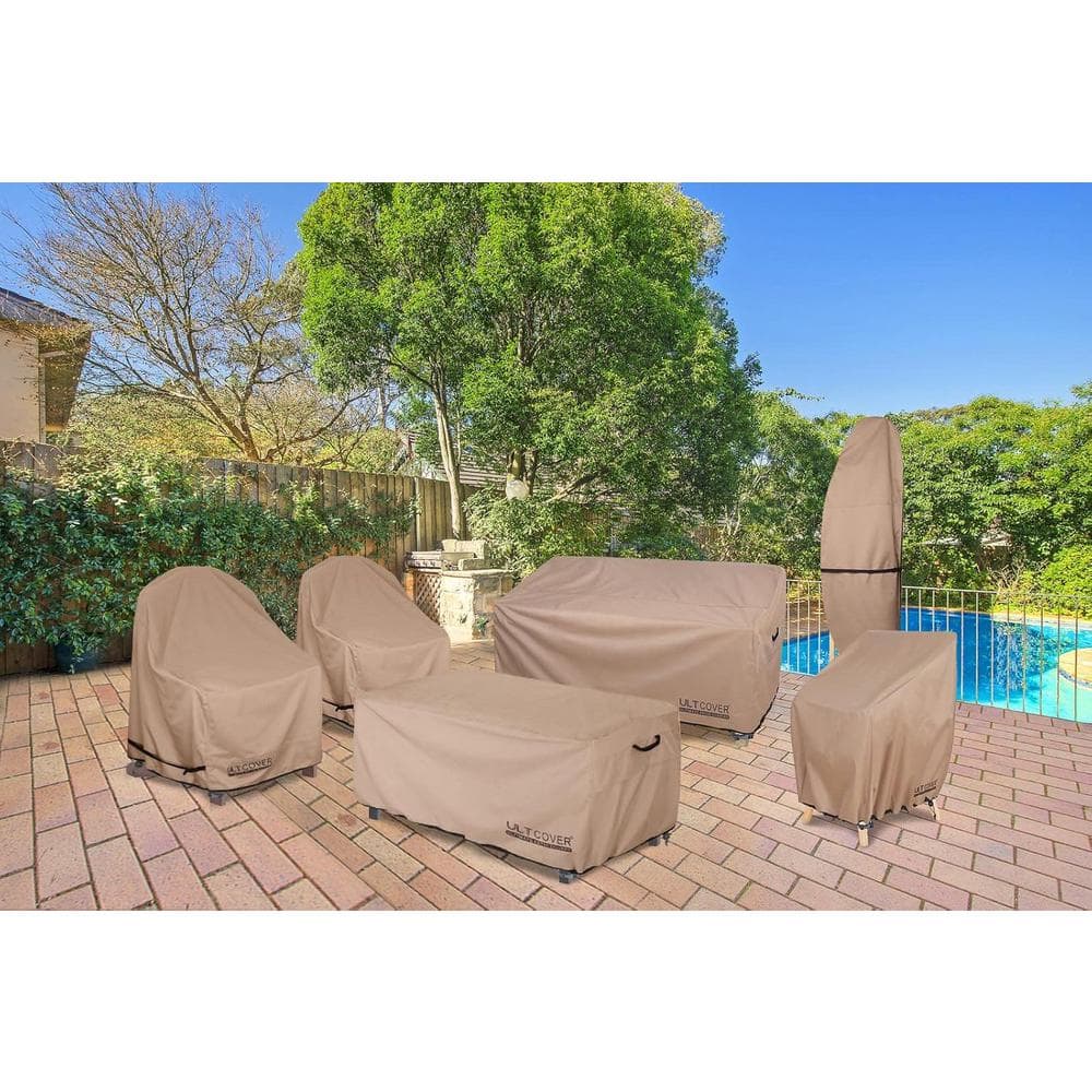 Rectangular Brown Polyester Gas Fire Pit Table Cover 48x28 in.