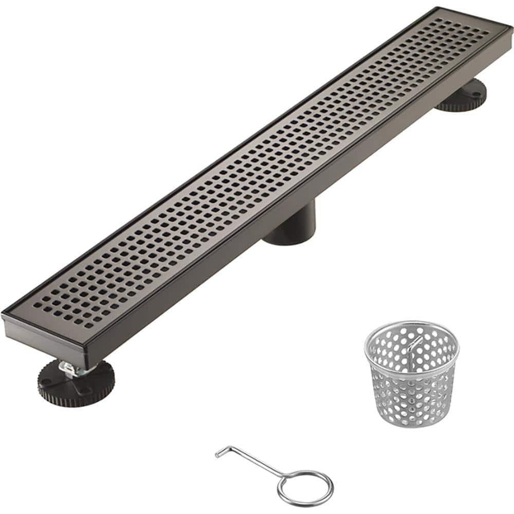 28 in. Linear Stainless Steel Shower Drain with Square Hole Pattern in Venetian Bronze price history on PriceWatchPro