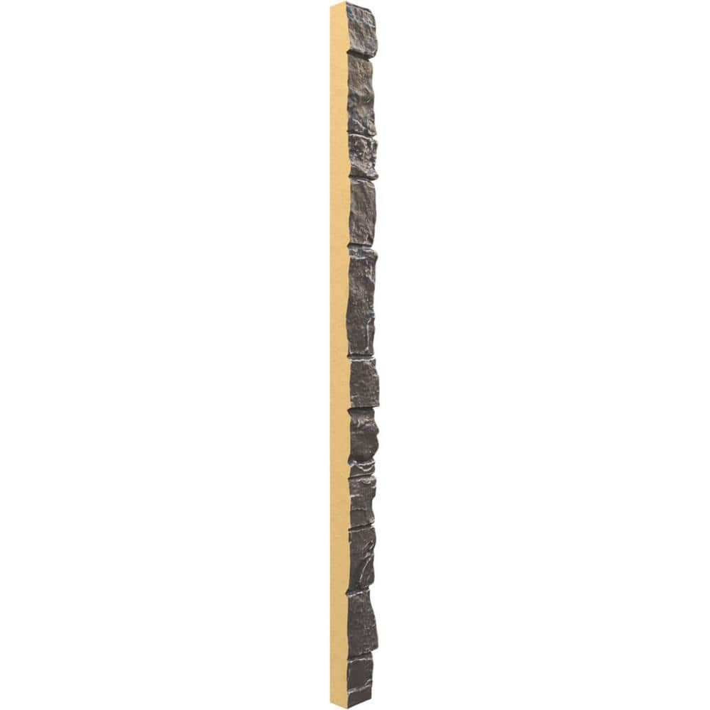 Slate Gray Faux Stone Siding Corner Panel, 3" x 48"