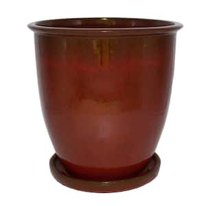 12.5 in. Agave Red Ceramic Planter