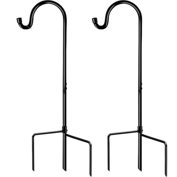 Shepherd Hook 2 Pack Black 33 in. Tall Heavy-Duty Metal for Garden Decor Plant Hanger Lantern Solar Light Holder