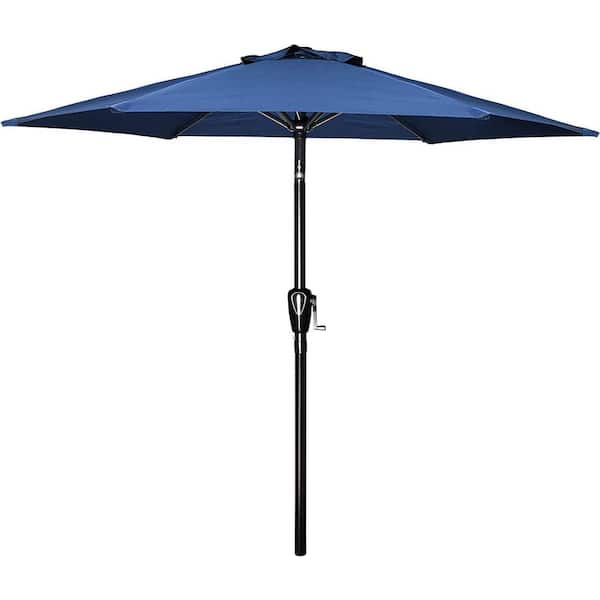 Unbranded 7.5 ft. Market Patio Umbrella with Push Button Tilt/Crank in Blue