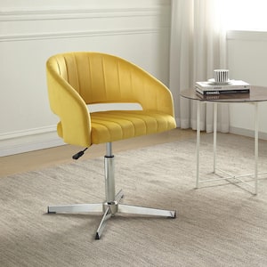 APOLLO Orange Velvet Tufted Round Swivel Accent Chair