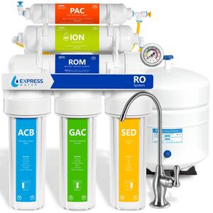 Reverse Osmosis Deionization 6 Stage Water Filtration System - with Faucet and Tank - 100 GPD